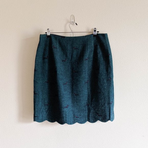 Talbots Dachshund Embroidered Scalloped Skirt NWOT - Picture 2 of 5